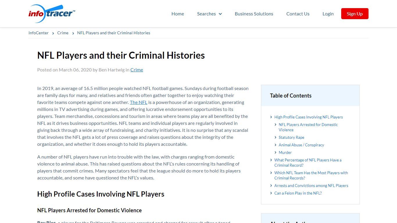 NFL Players with Criminal Records - InfoCenter