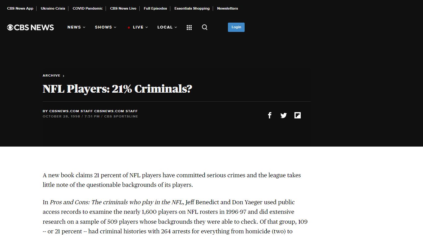 NFL Players: 21% Criminals? - CBS News